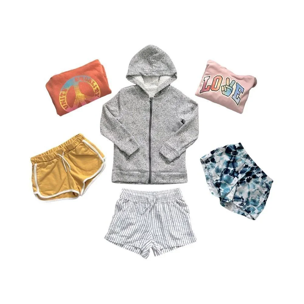 Old Navy Girls Bundle of 6 Sweatshirts,Shorts, Zip-Up Jacket Size M (8)